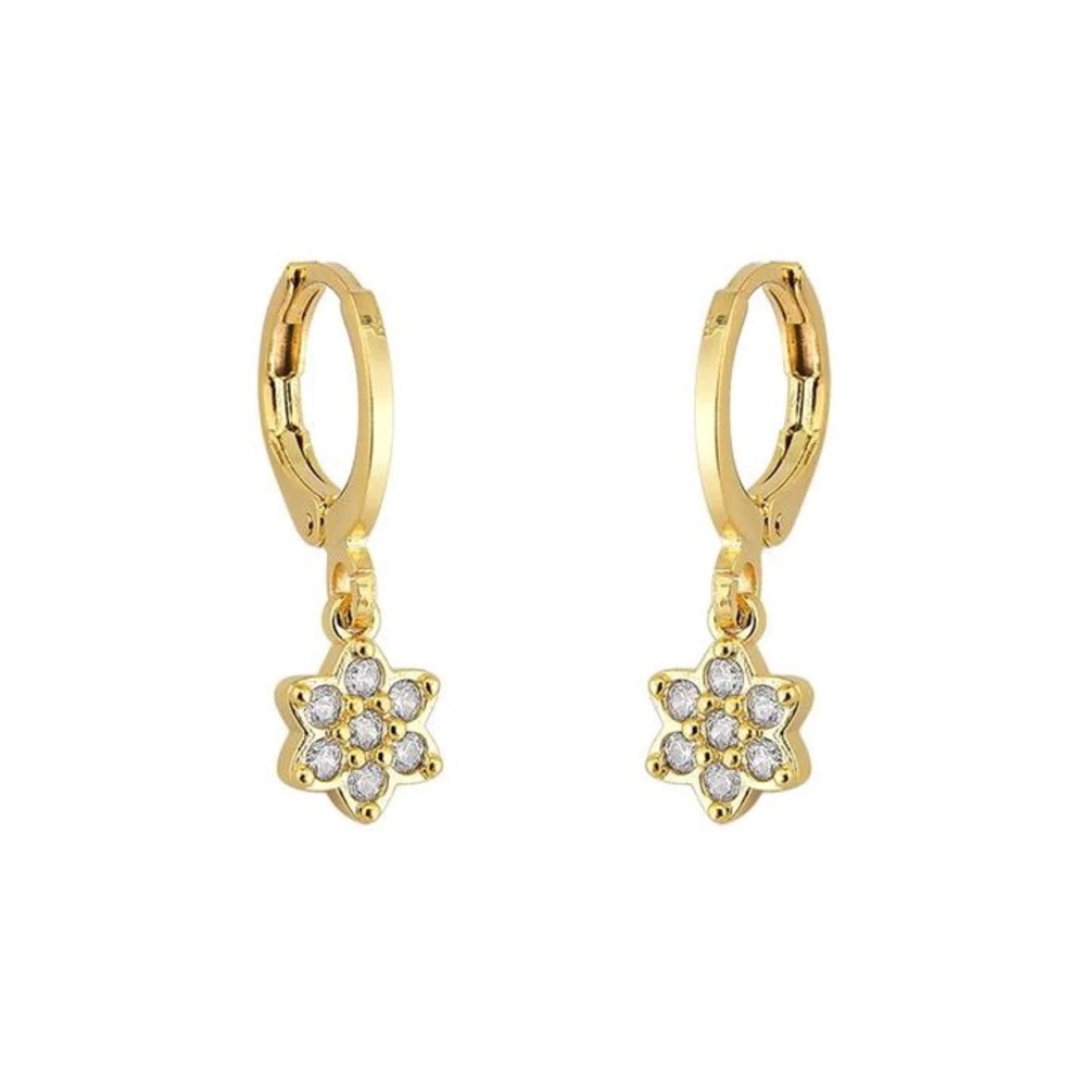 Studded Flower Pendant Hoop Earring